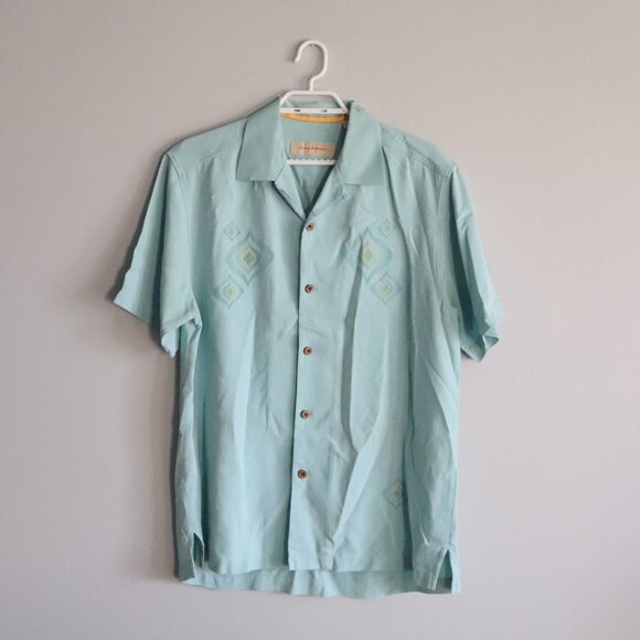 Tommy Bahama Mens Blue Sz S 100% Silk Buttoned Camp Short Sleeve Collared Top - Picture 1 of 14